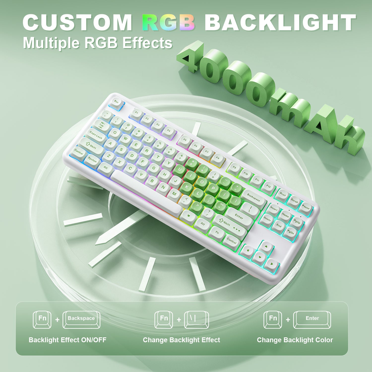 YUNZII B87 Matcha Heart QMK/VIA Custom Mechanical Keyboard