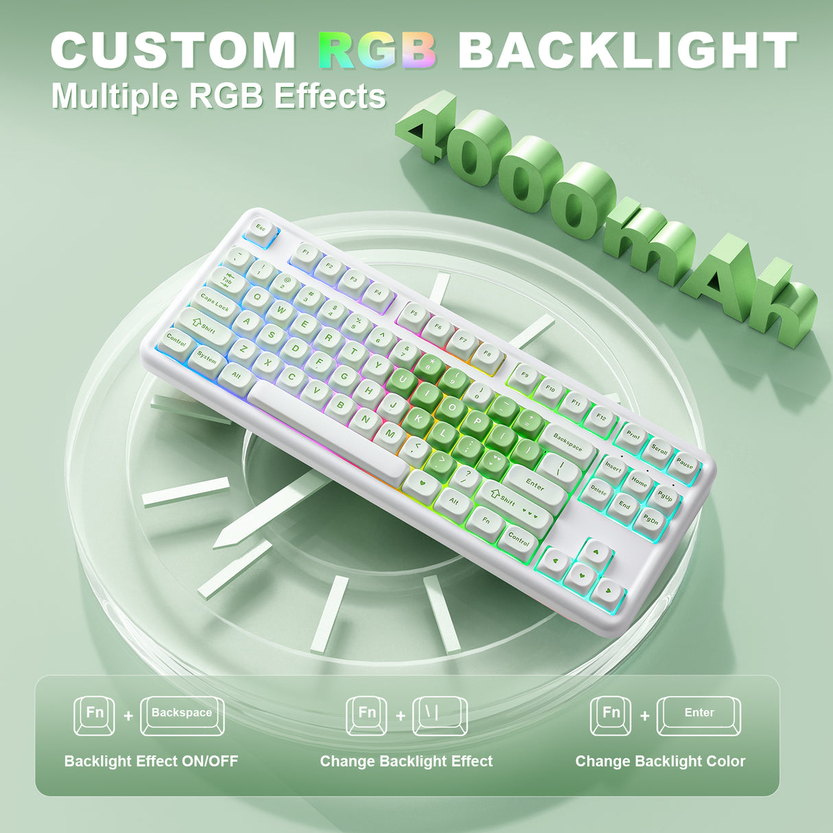 YUNZII B87 Matcha Heart QMK/VIA Custom Mechanical Keyboard