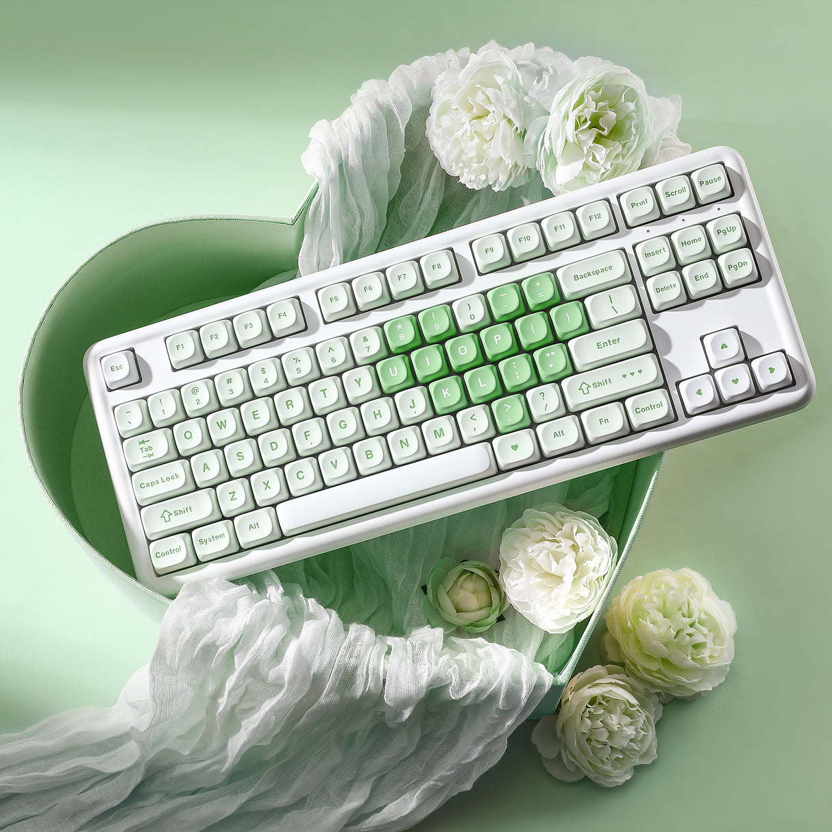 YUNZII B87 Matcha Heart QMK/VIA Custom Mechanical Keyboard