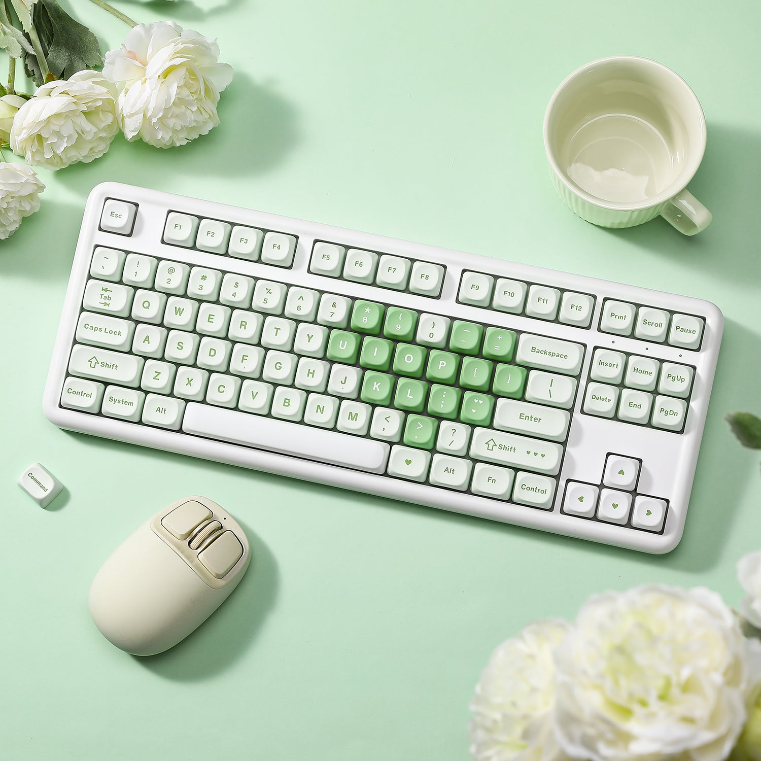 YUNZII B87 Matcha Heart QMK/VIA Custom Mechanical Keyboard