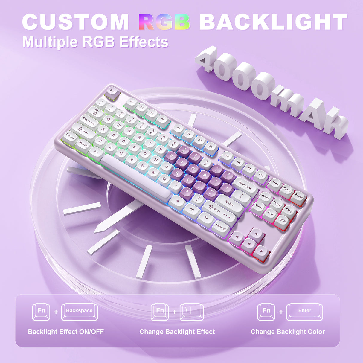 YUNZII B87 Purple Heart QMK/VIA Custom Mechanical Keyboard
