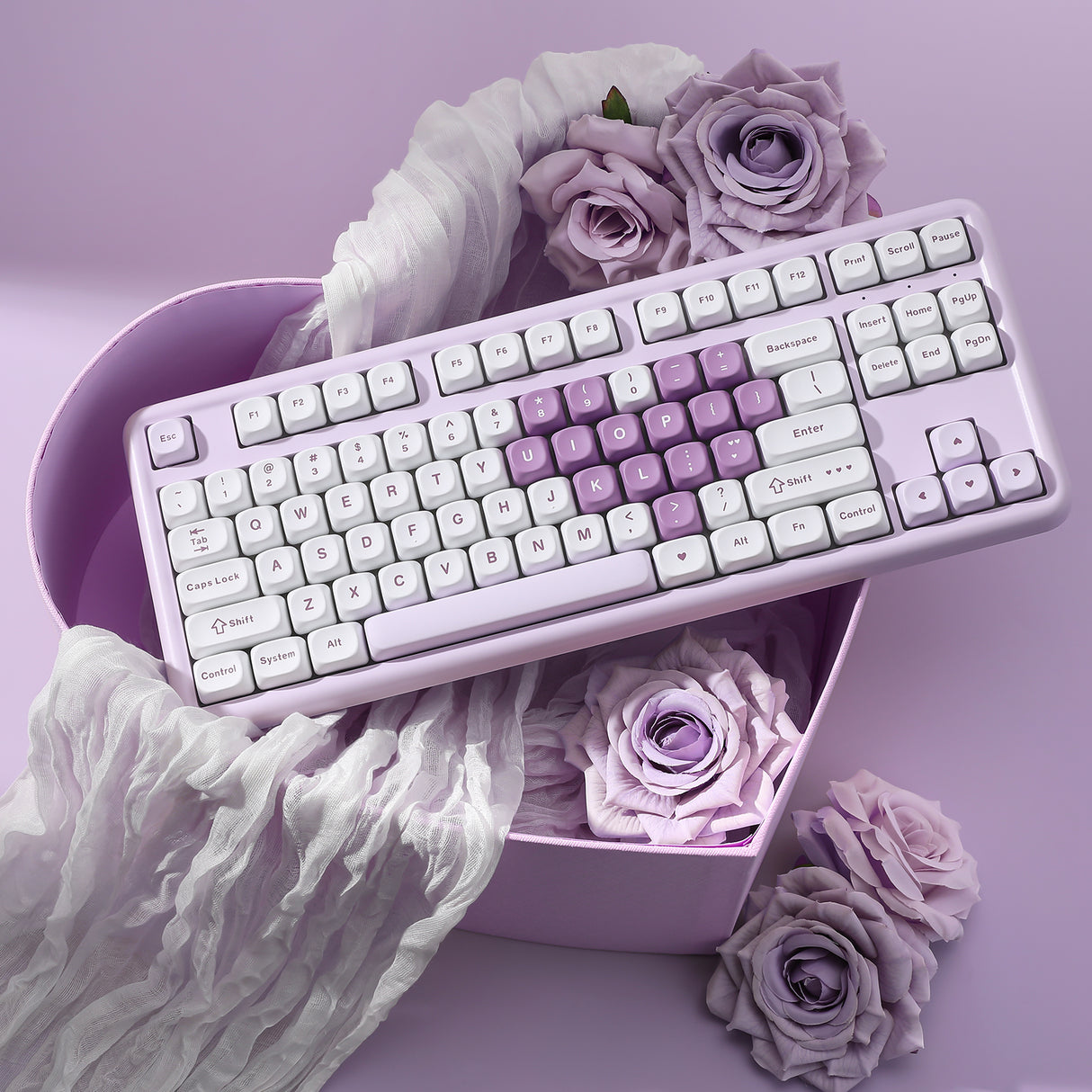 YUNZII B87 Purple Heart QMK/VIA Custom Mechanical Keyboard