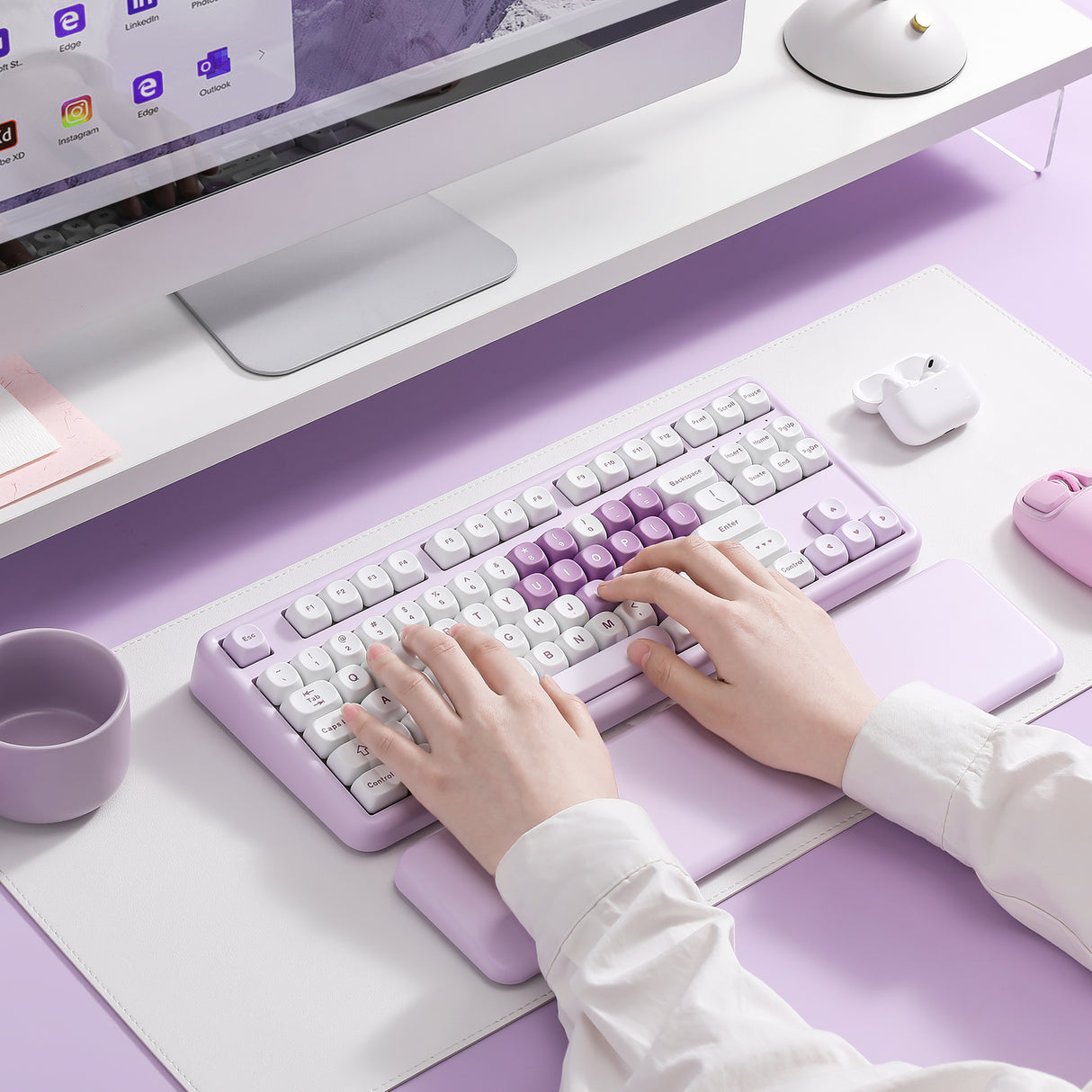 YUNZII B87 Purple Heart QMK/VIA Custom Mechanical Keyboard