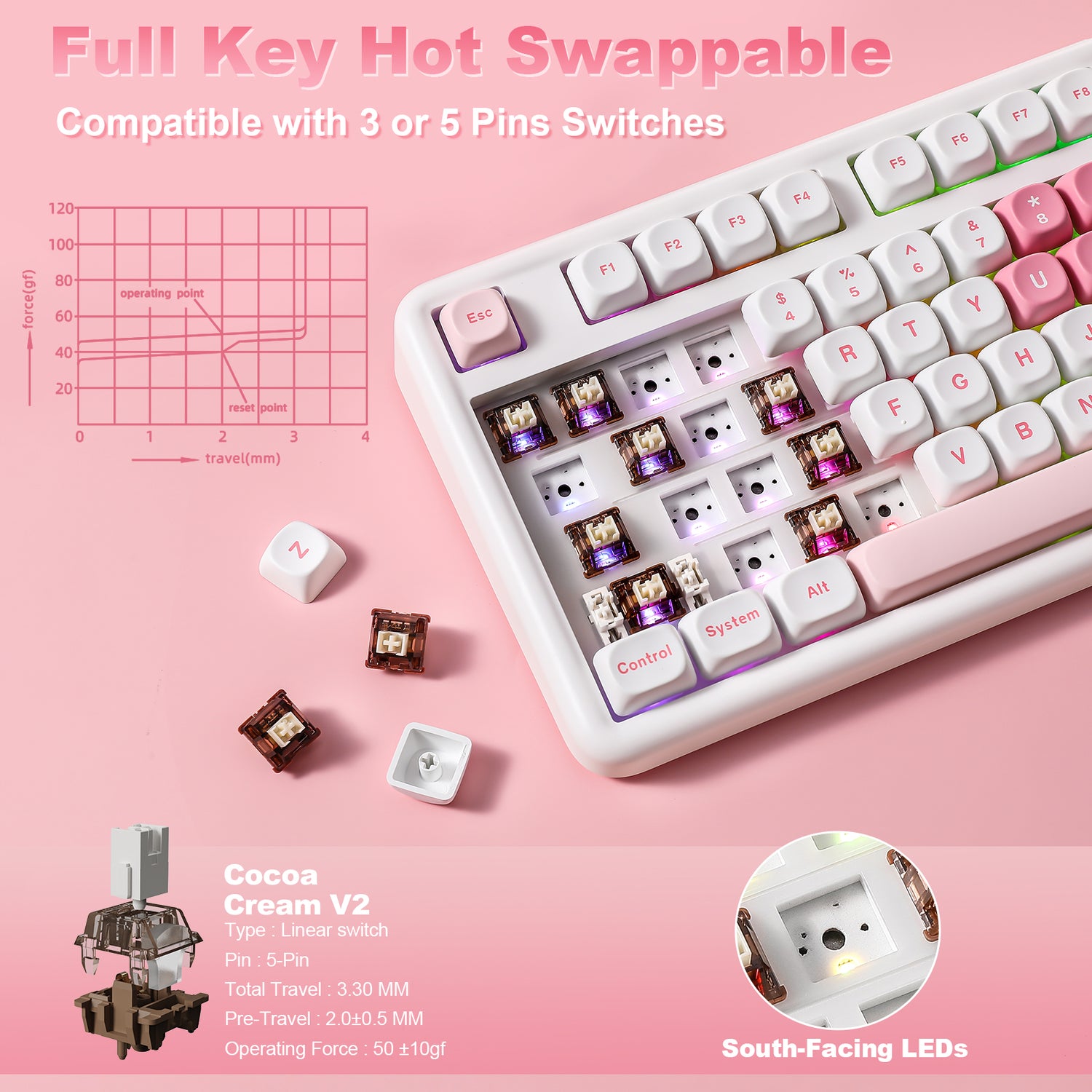 YUNZII B87 White Heart QMK/VIA Custom Mechanical Keyboard