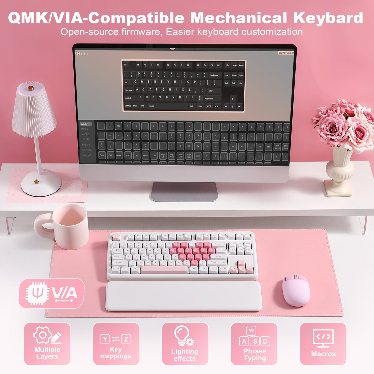 YUNZII B87 White Heart QMK/VIA Custom Mechanical Keyboard