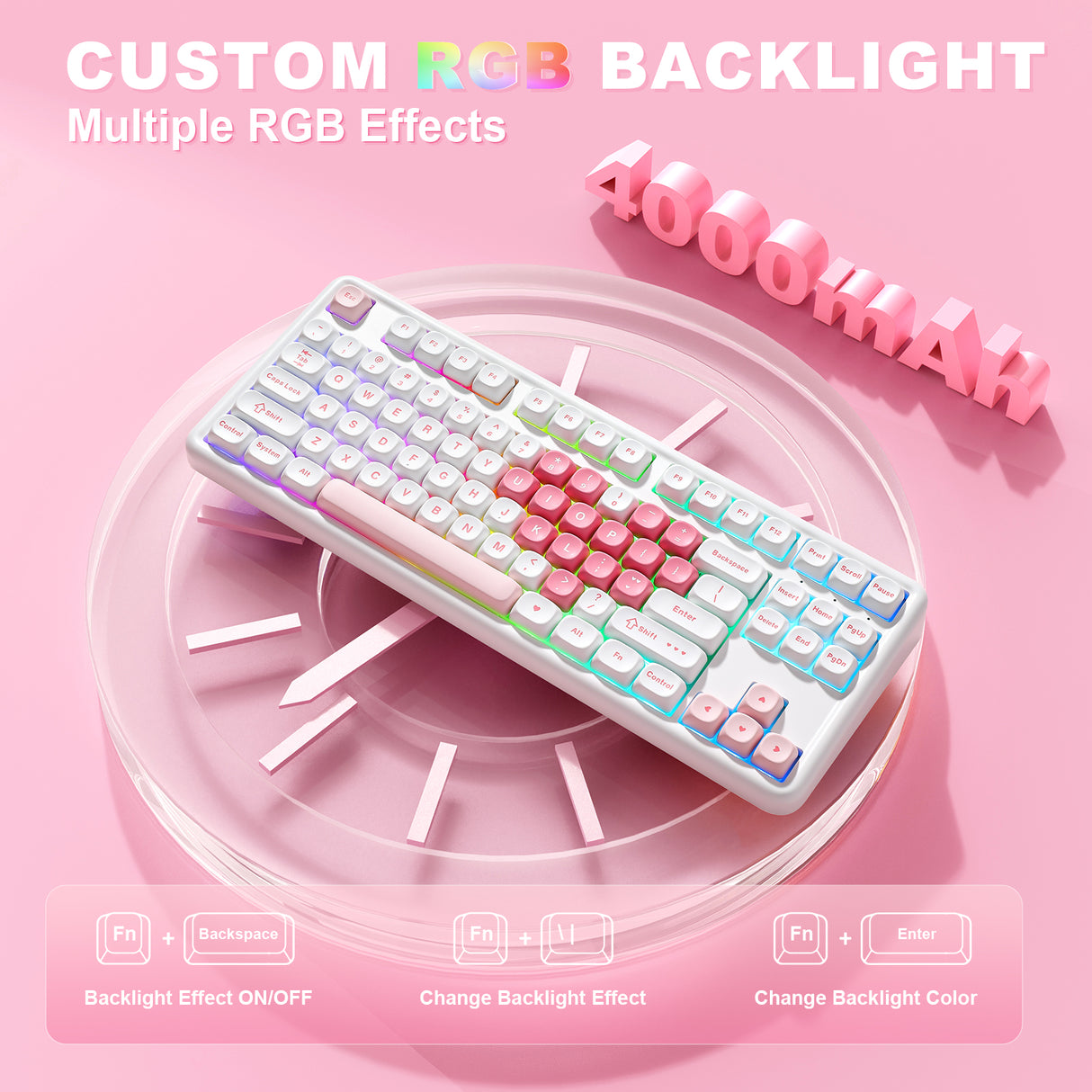 YUNZII B87 White Heart QMK/VIA Custom Mechanical Keyboard