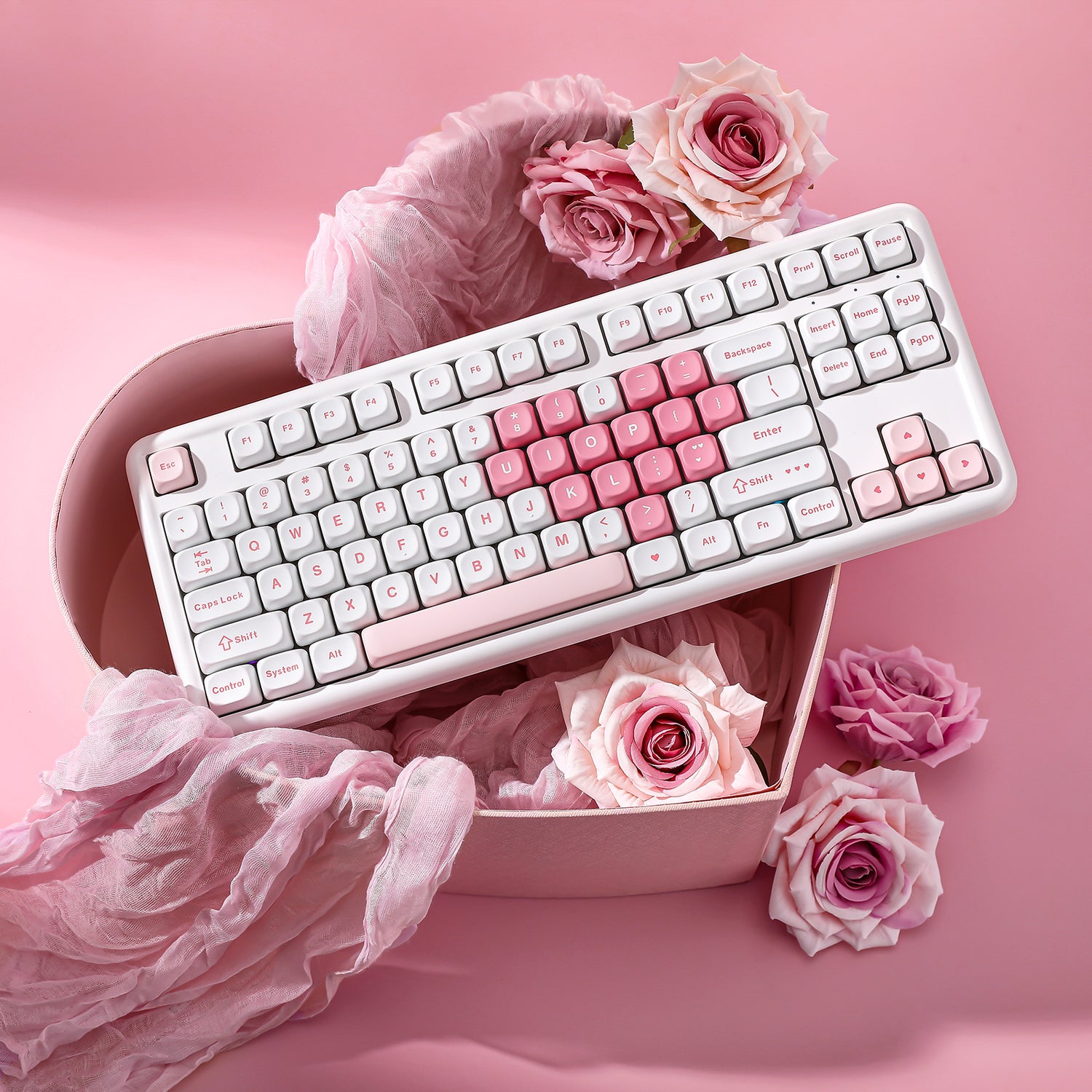 YUNZII B87 White Heart QMK/VIA Custom Mechanical Keyboard