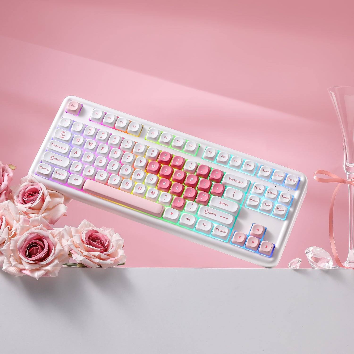 YUNZII B87 White Heart QMK/VIA Custom Mechanical Keyboard