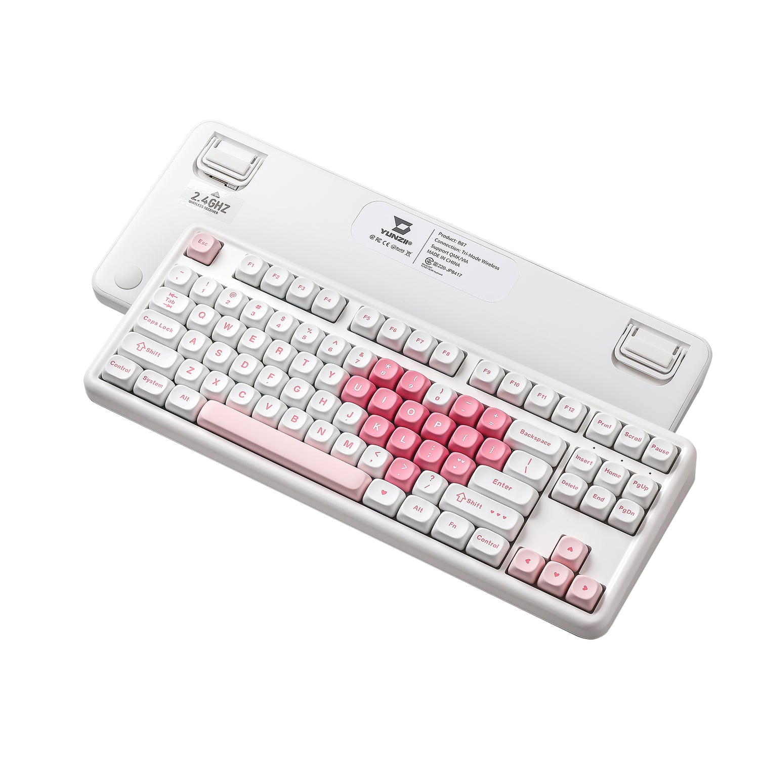 YUNZII B87 White Heart QMK/VIA Custom Mechanical Keyboard