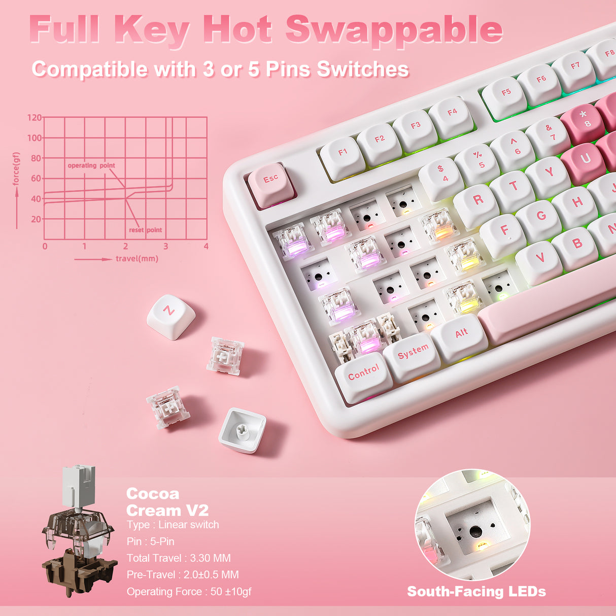 YUNZII B87 White Heart QMK/VIA Custom Mechanical Keyboard