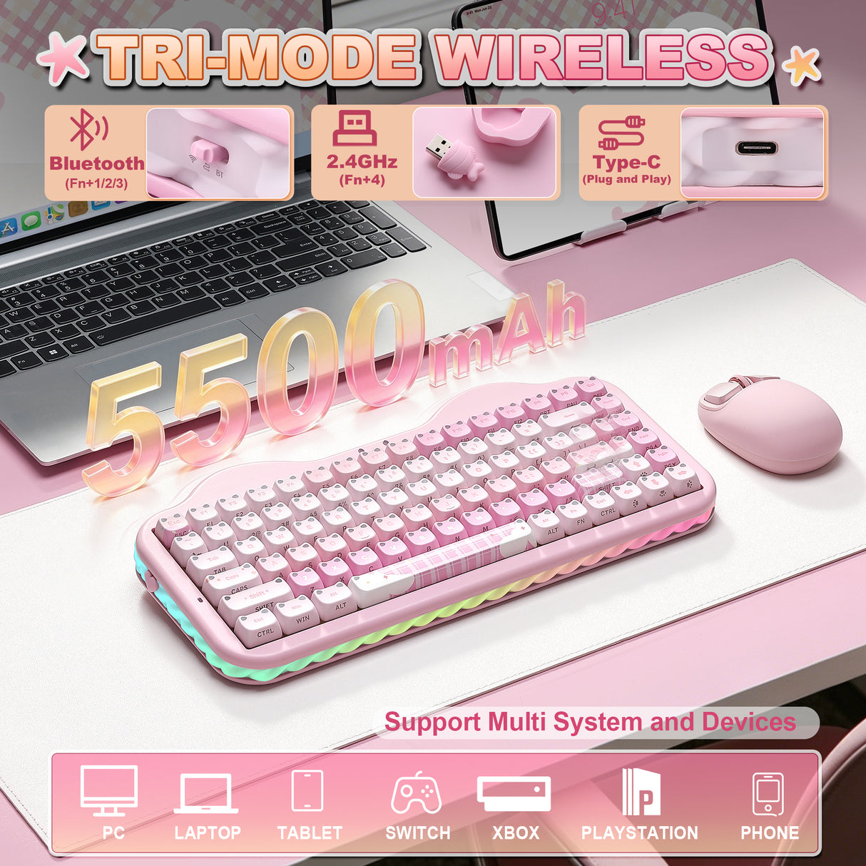 YUNZII C75 MAO Cake Kitten Wireless Mechanical Keyboard