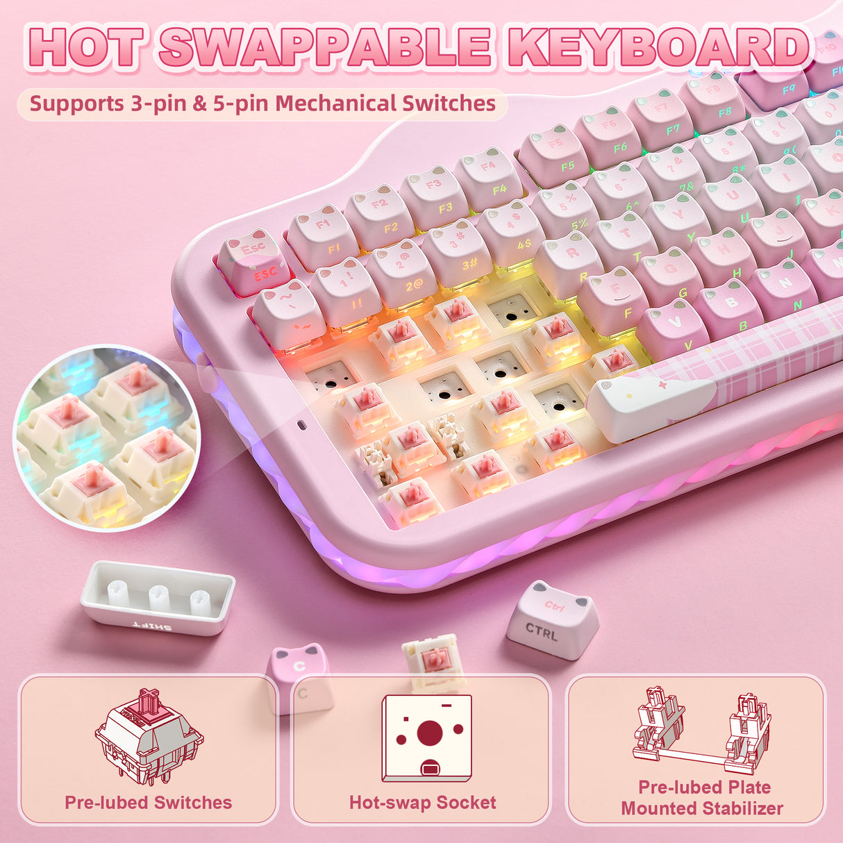 PRE-ORDER YUNZII C98 MAO Cake Kitten Wireless Mechanical Keyboard