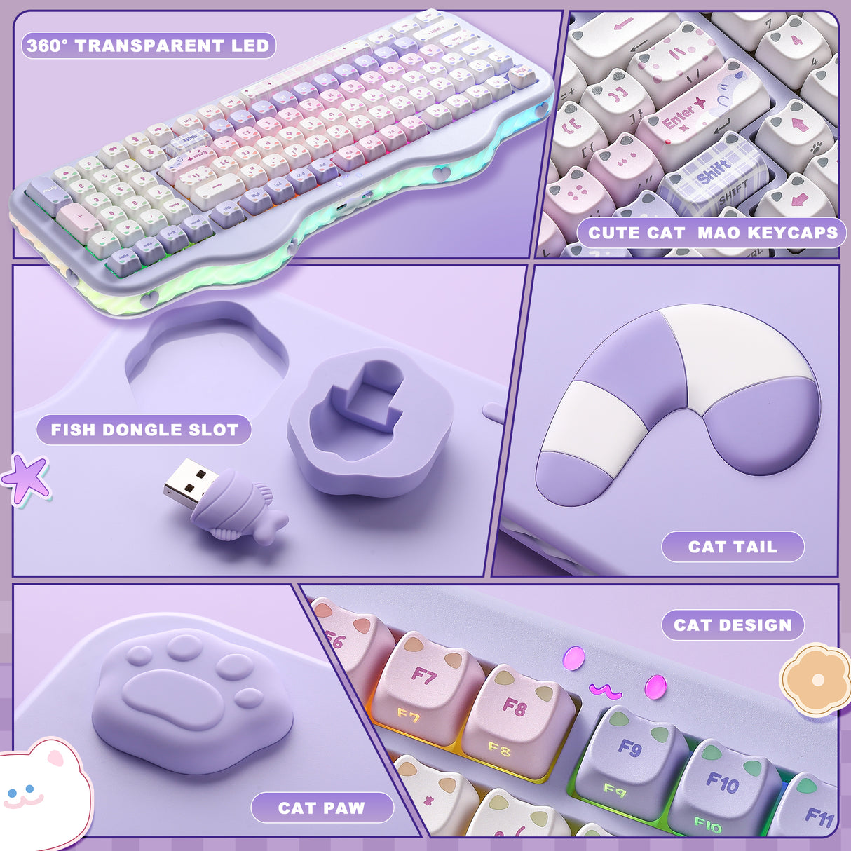PRE-ORDER YUNZII C98 MAO Cake Kitten Wireless Mechanical Keyboard