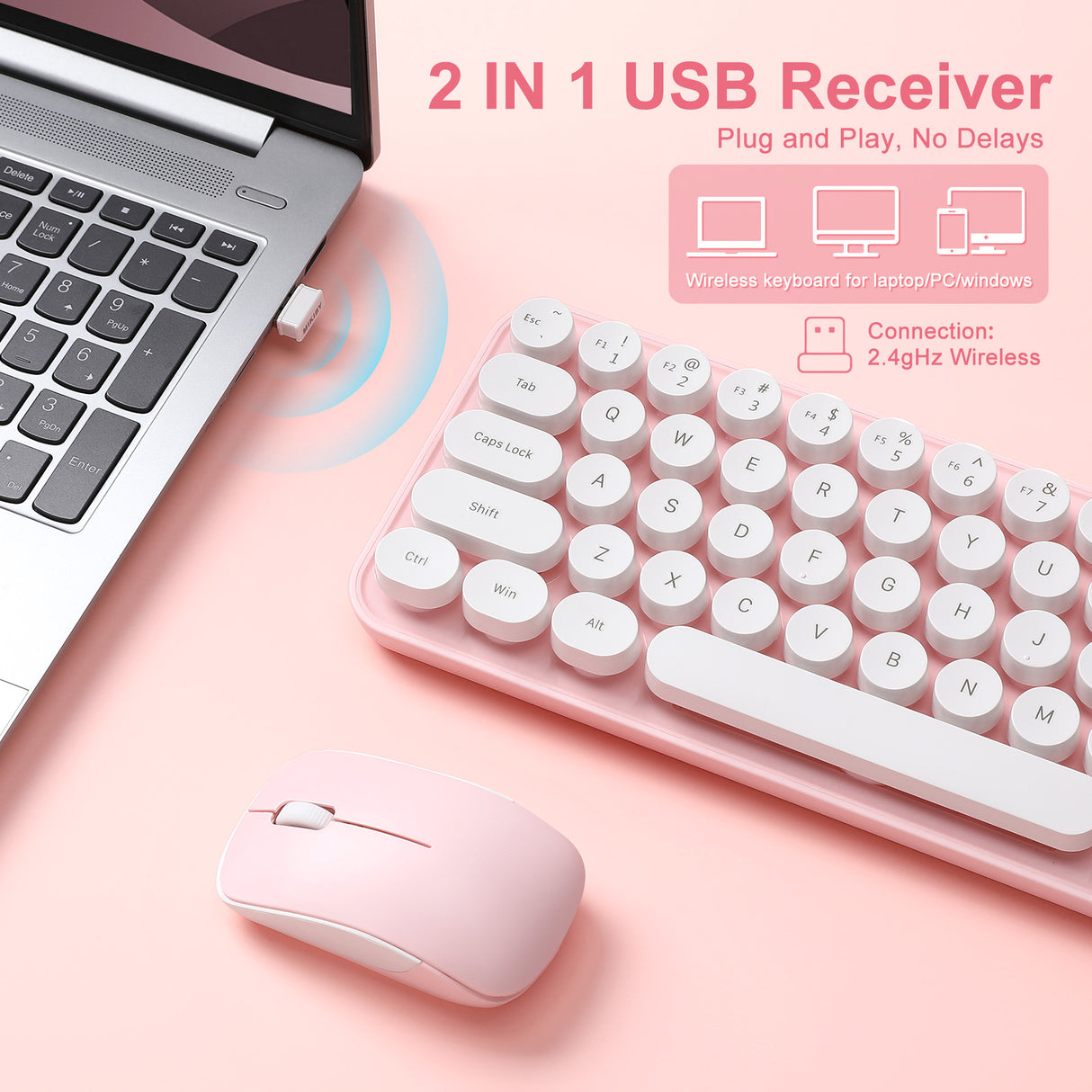 MIKIBY i68 Wireless Membrane Keyboard and Mouse Set