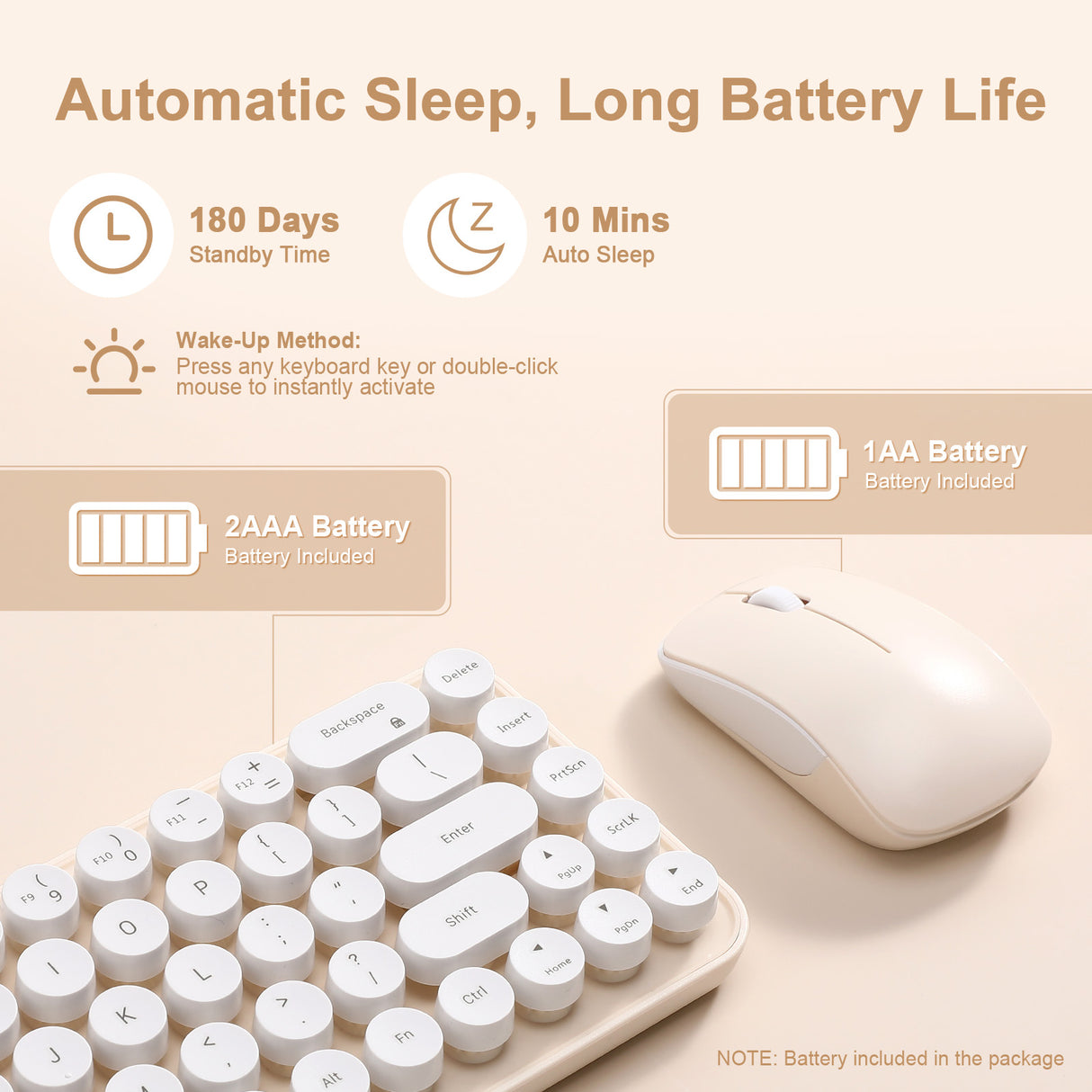 MIKIBY i68 Wireless Membrane Keyboard and Mouse Set