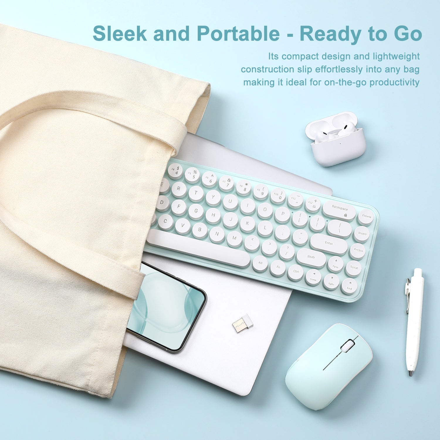 MIKIBY i68 Wireless Membrane Keyboard and Mouse Set