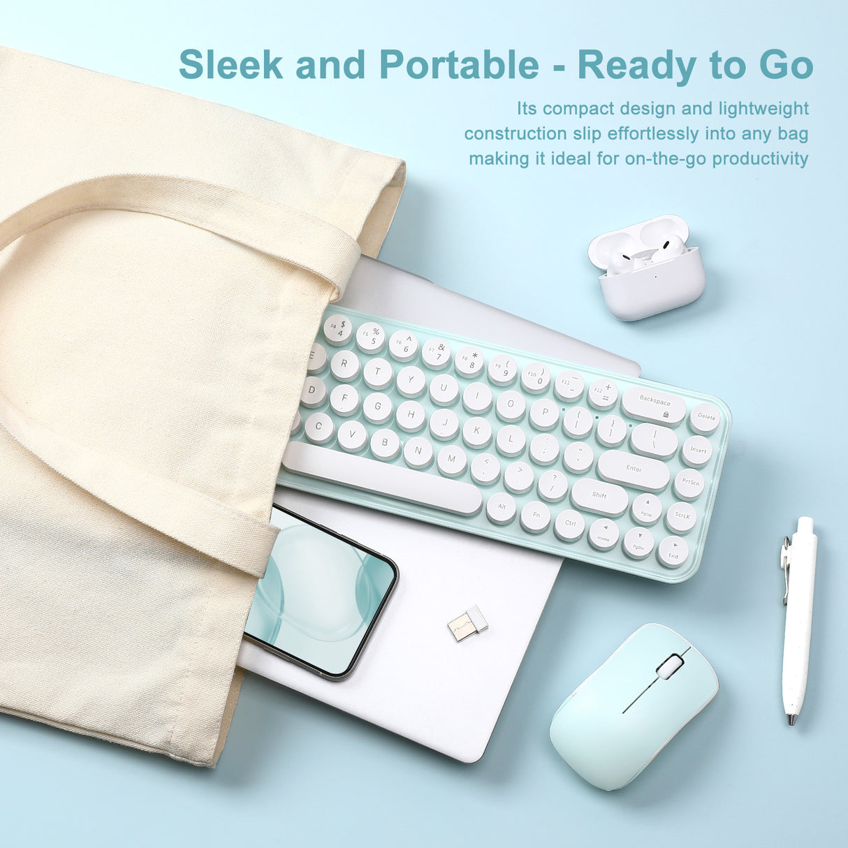MIKIBY i68 Wireless Membrane Keyboard and Mouse Set