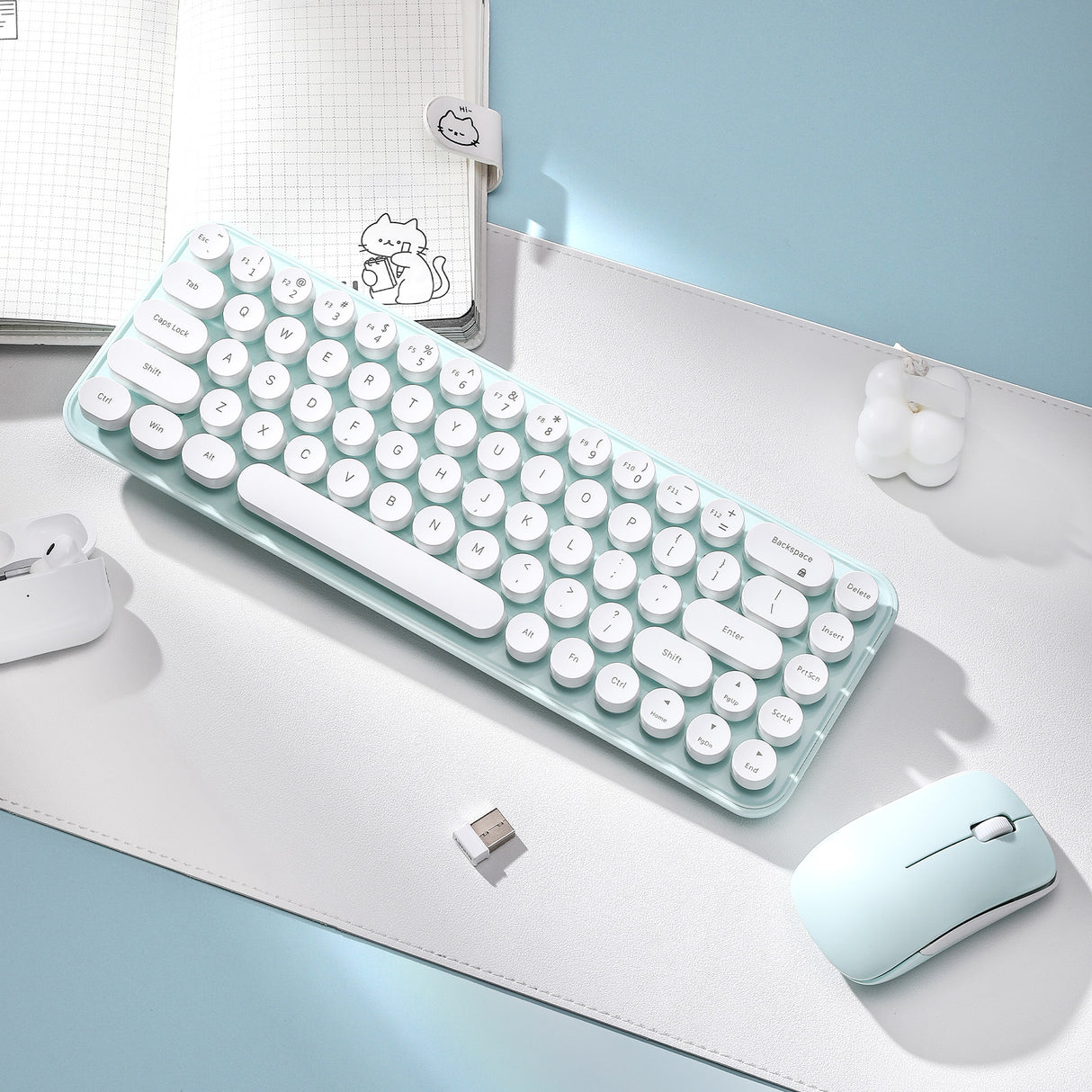 MIKIBY i68 Wireless Membrane Keyboard and Mouse Set