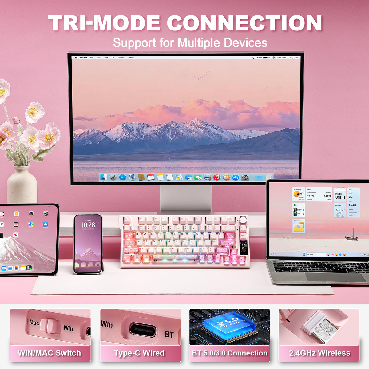 YUNZII IF75 QMK/VIA Wireless Mechanical Gaming Keyboard