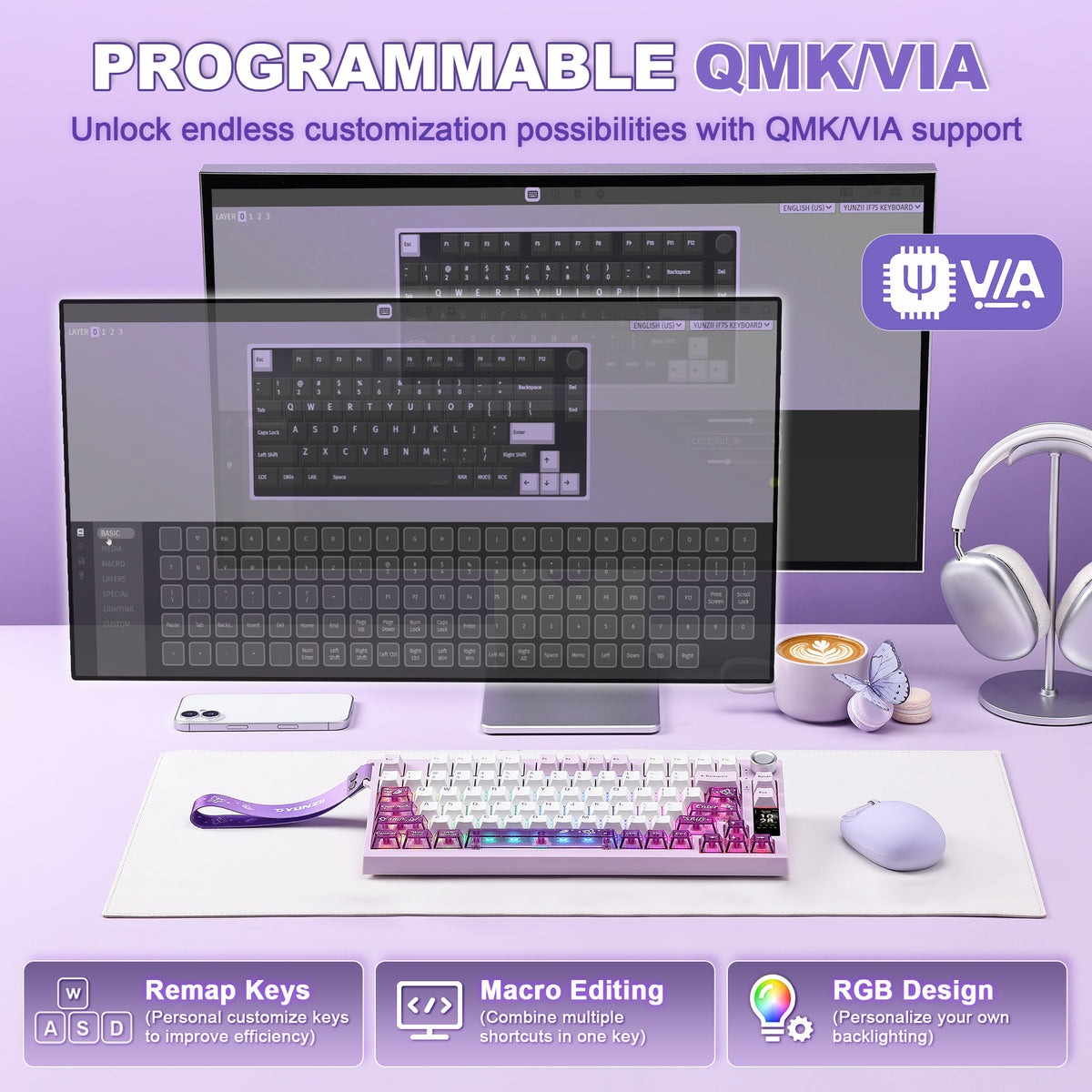 YUNZII IF75 QMK/VIA Wireless Mechanical Gaming Keyboard