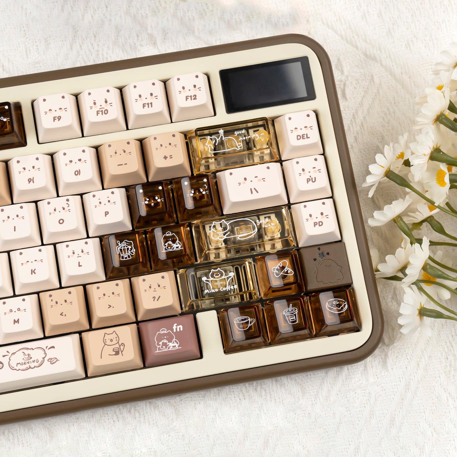 YUNZII Jelly Coffee Kitten Cherry Profile Keycap Set