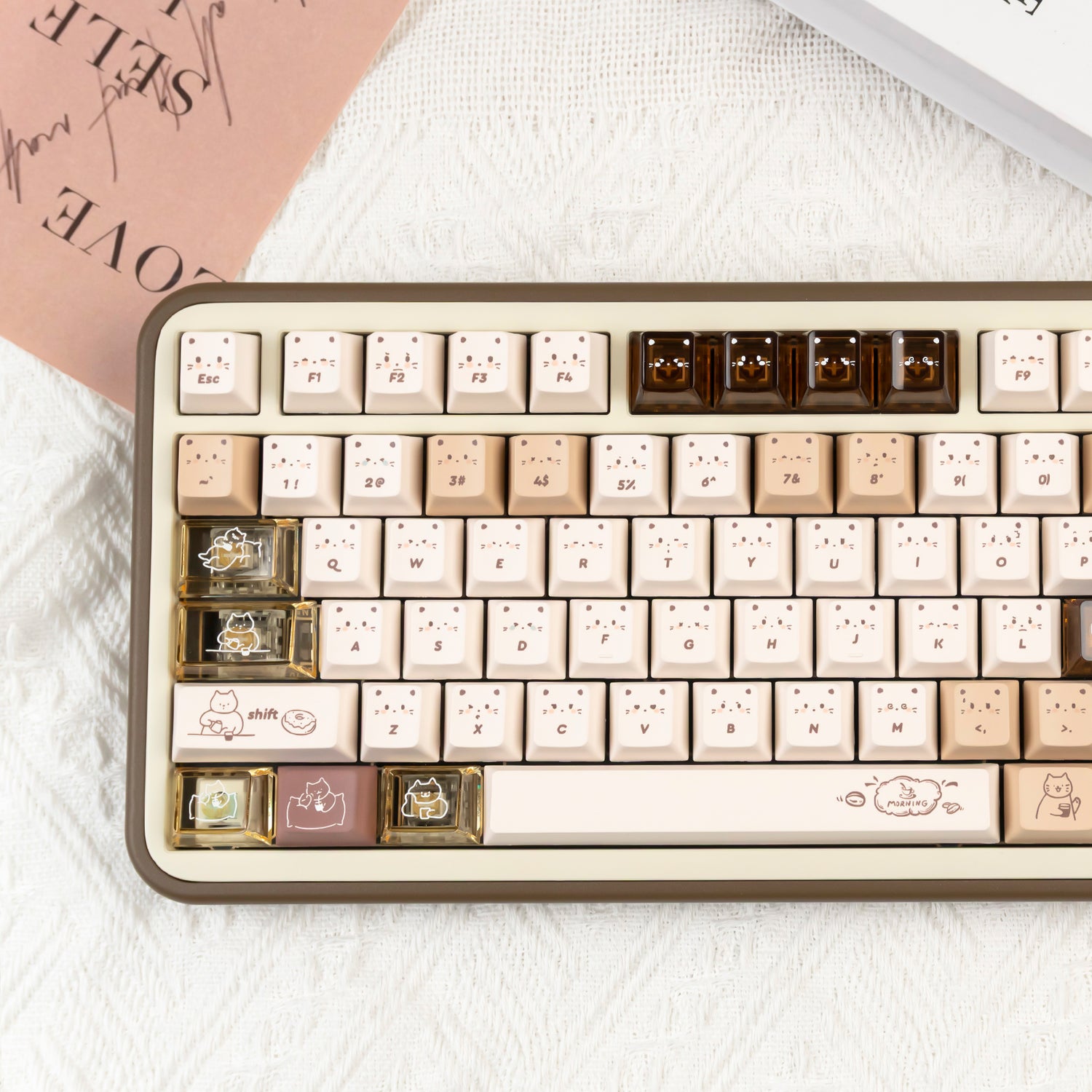 YUNZII Jelly Coffee Kitten Cherry Profile Keycap Set