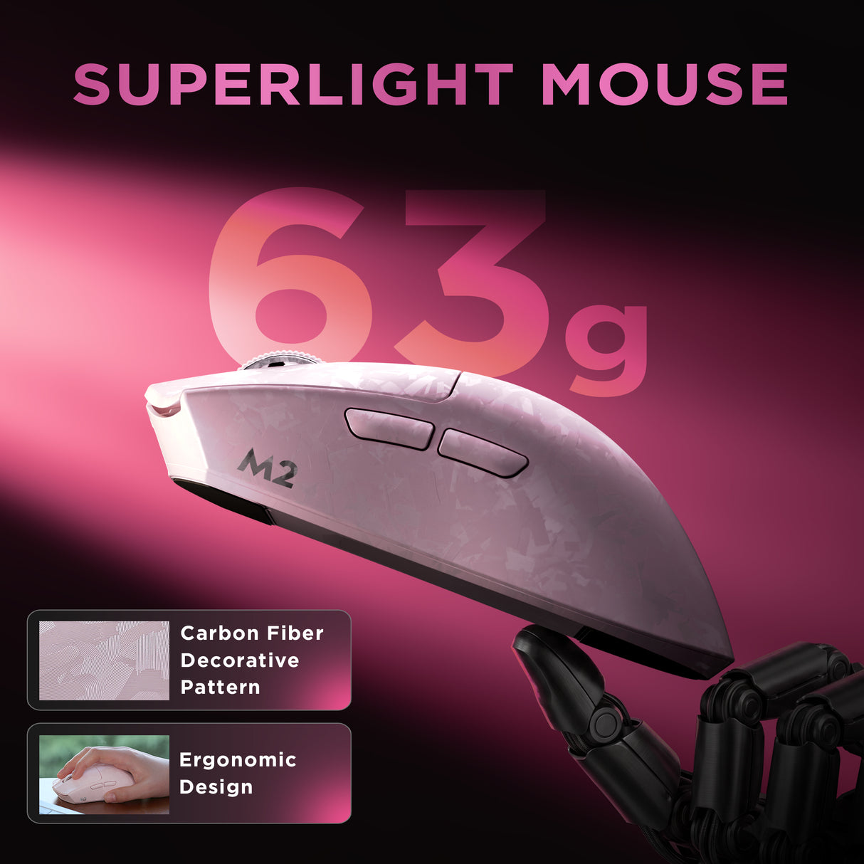 YUNZII M2 Dual 8K Custom Wireless Gaming Mouse