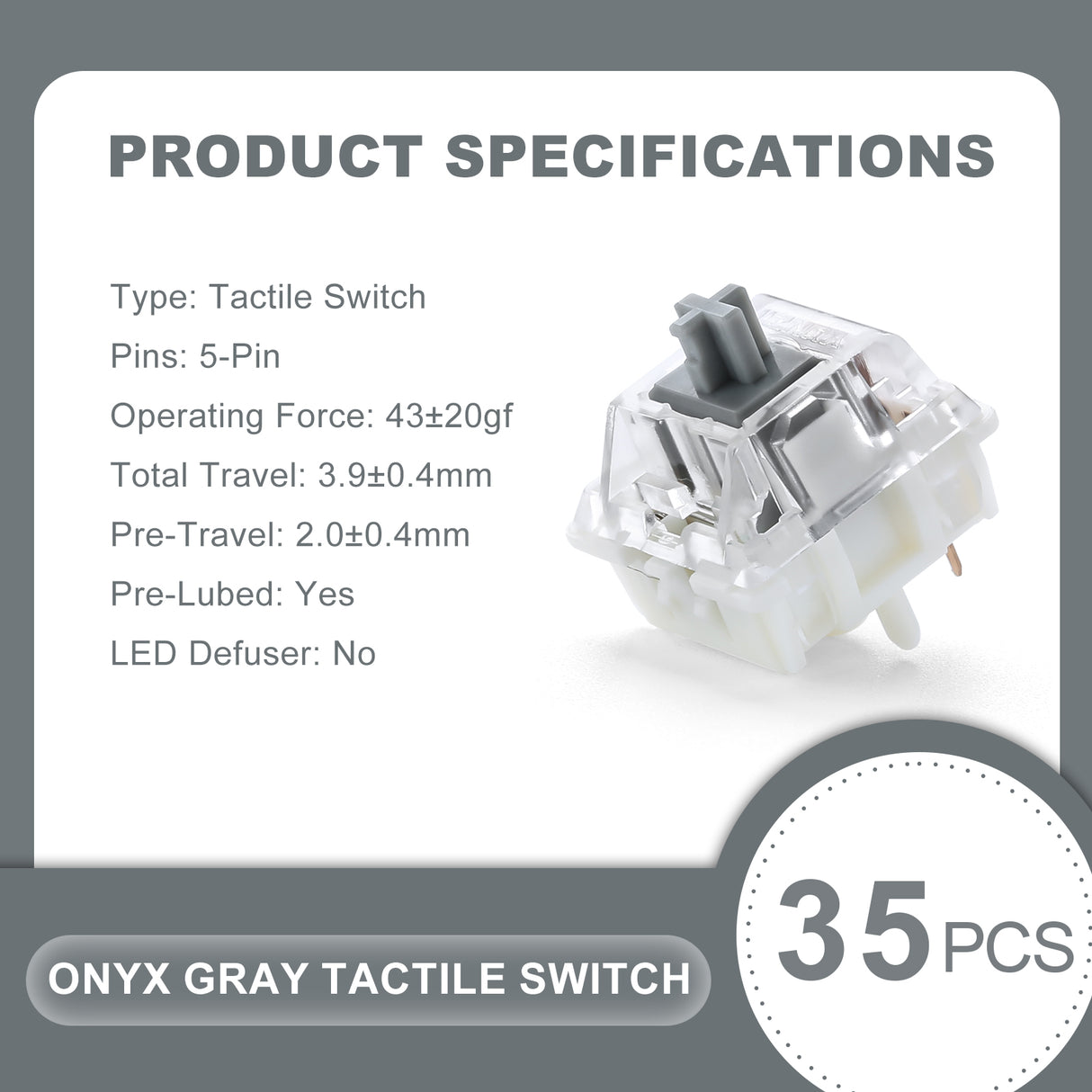 YUNZII Onyx Gray Tactile Clicky Mechanical Switch