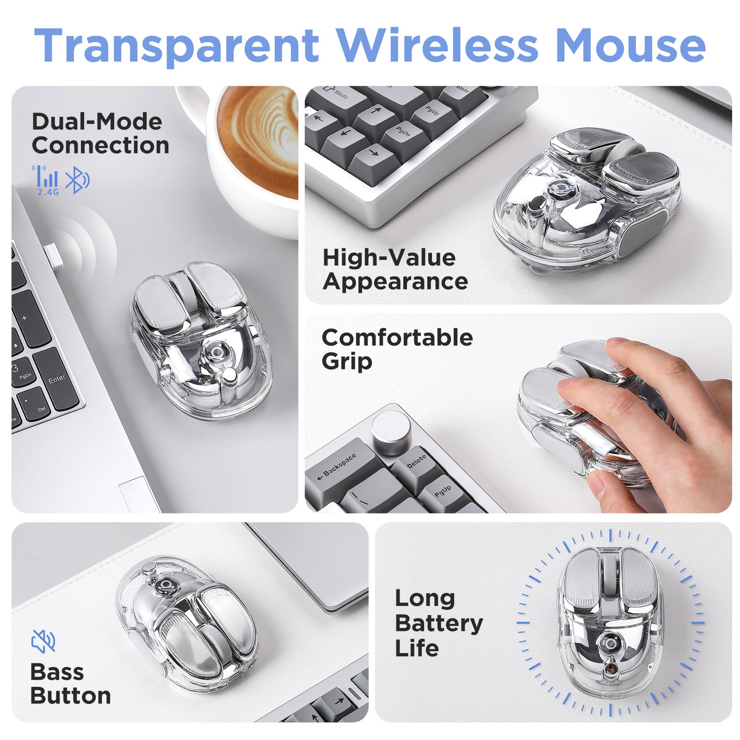 EWEADN Q9 Translucent Wireless Mouse