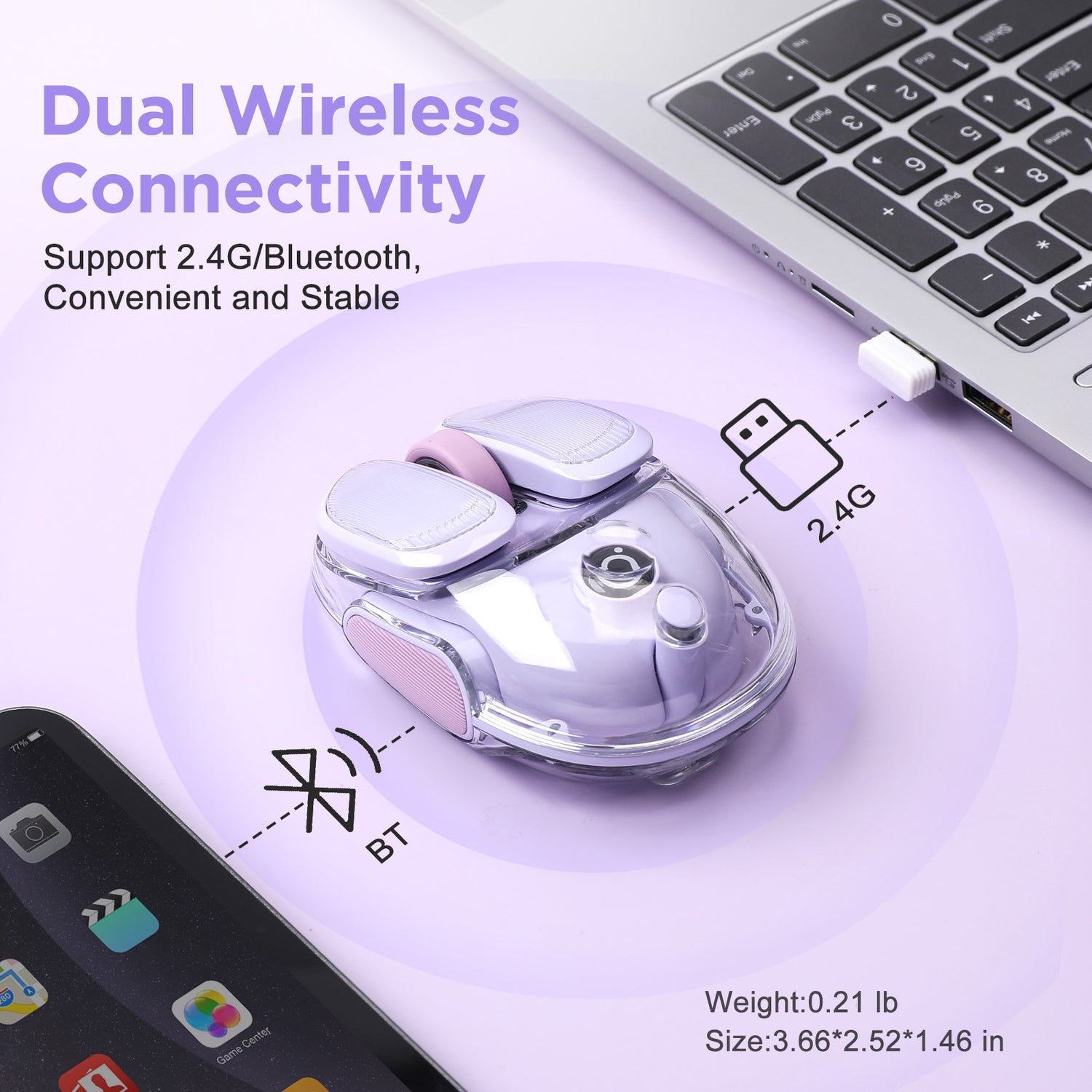 EWEADN Q9 Translucent Wireless Mouse