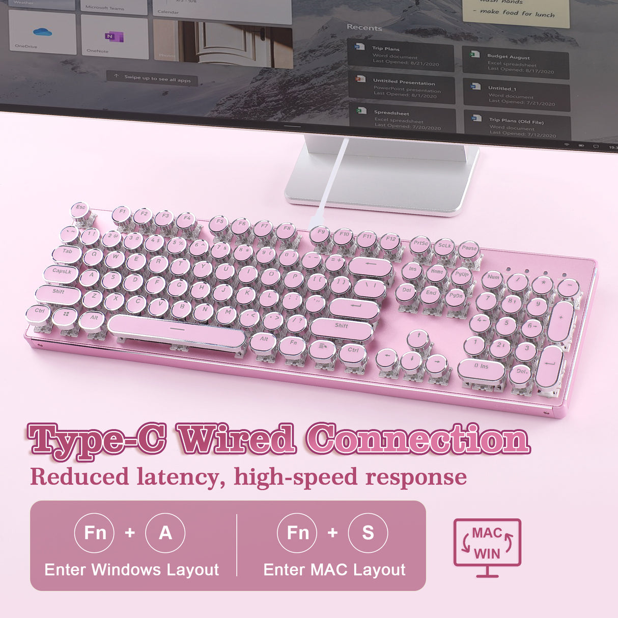 YUNZII QL108 Full-Size Wired Typewriter Style Custom Mechanical Keyboard