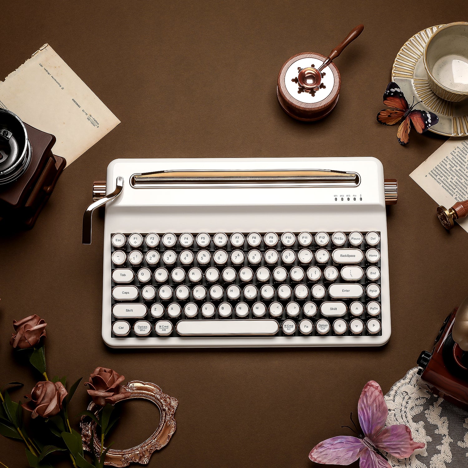 YUNZII QL75 Vintage Retro Typewriter QMK/VIA Mechanical Keyboard