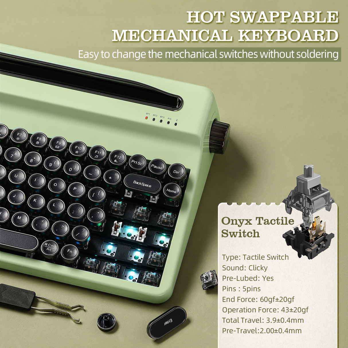 YUNZII QL75 Retro Typewriter QMK/VIA Mechanical Keyboard