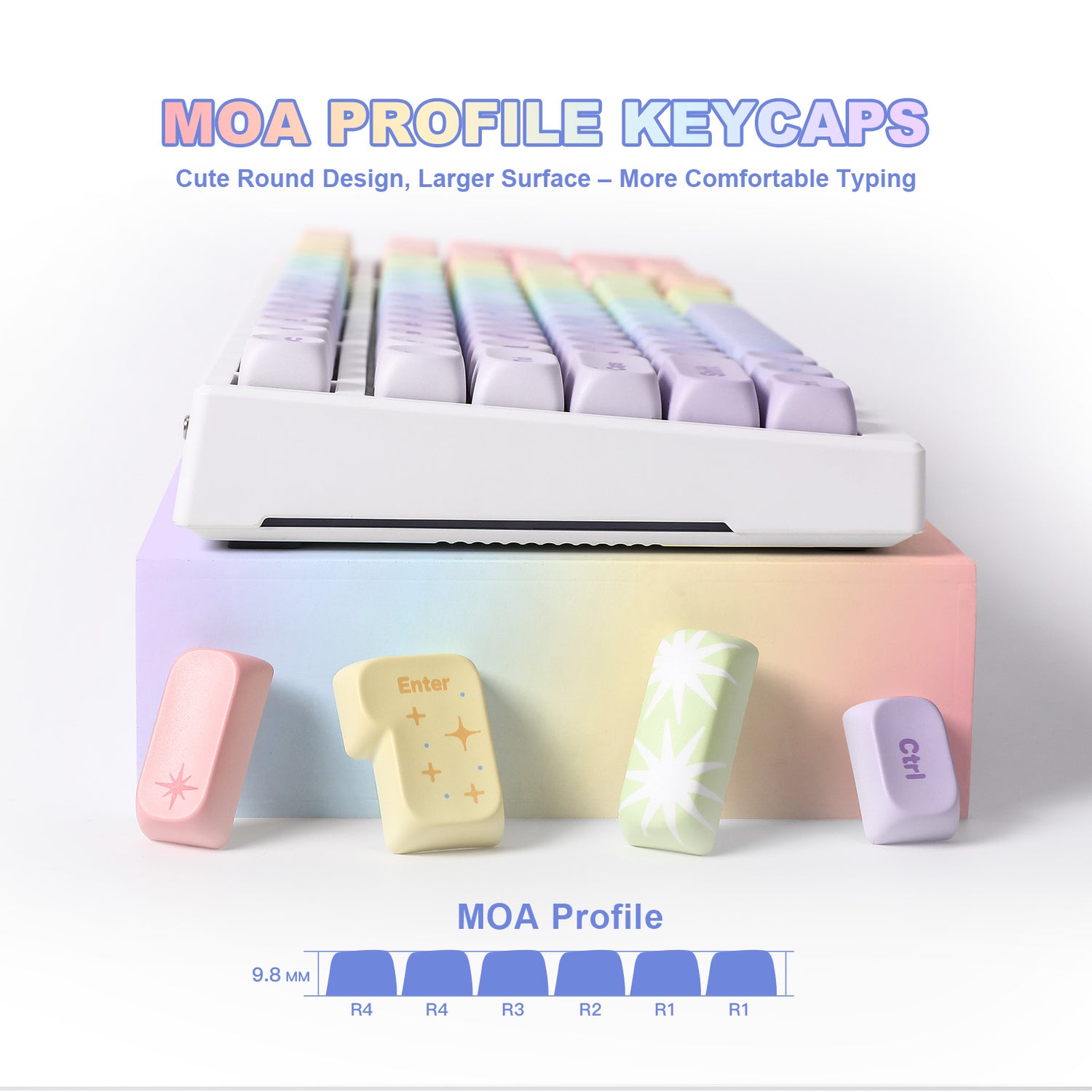 YUNZII Pastel Rainbow MOA Profile Keycap Set