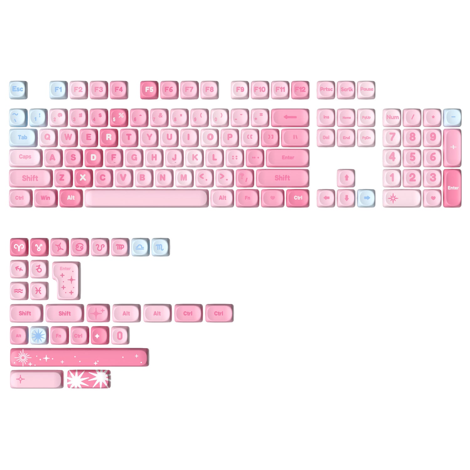 YUNZII Pastel Rainbow MOA Profile Keycap Set