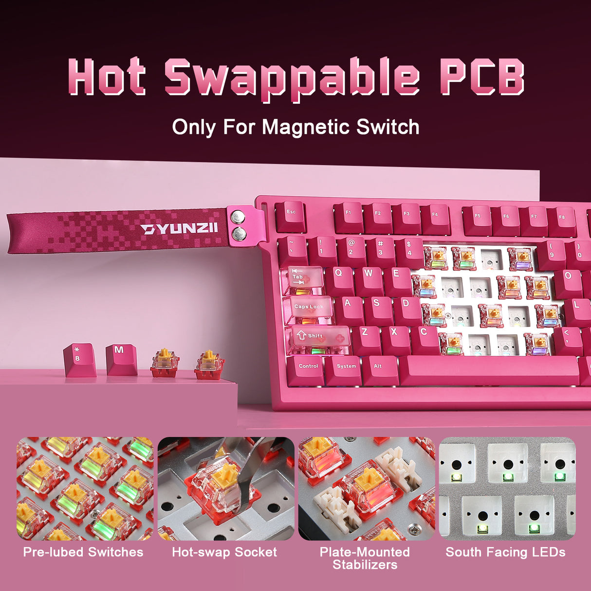 YUNZII RT75 PRO Dual-8K Rapid Trigger Wireless Gaming Magnetic Keyboard