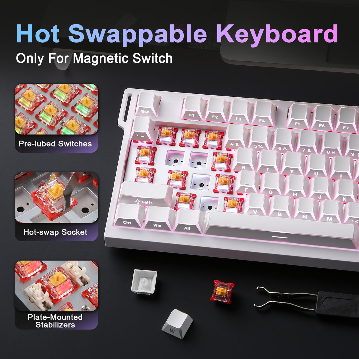 YUNZII RT75 PRO Dual-8K Rapid Trigger Wireless Gaming Magnetic Keyboard