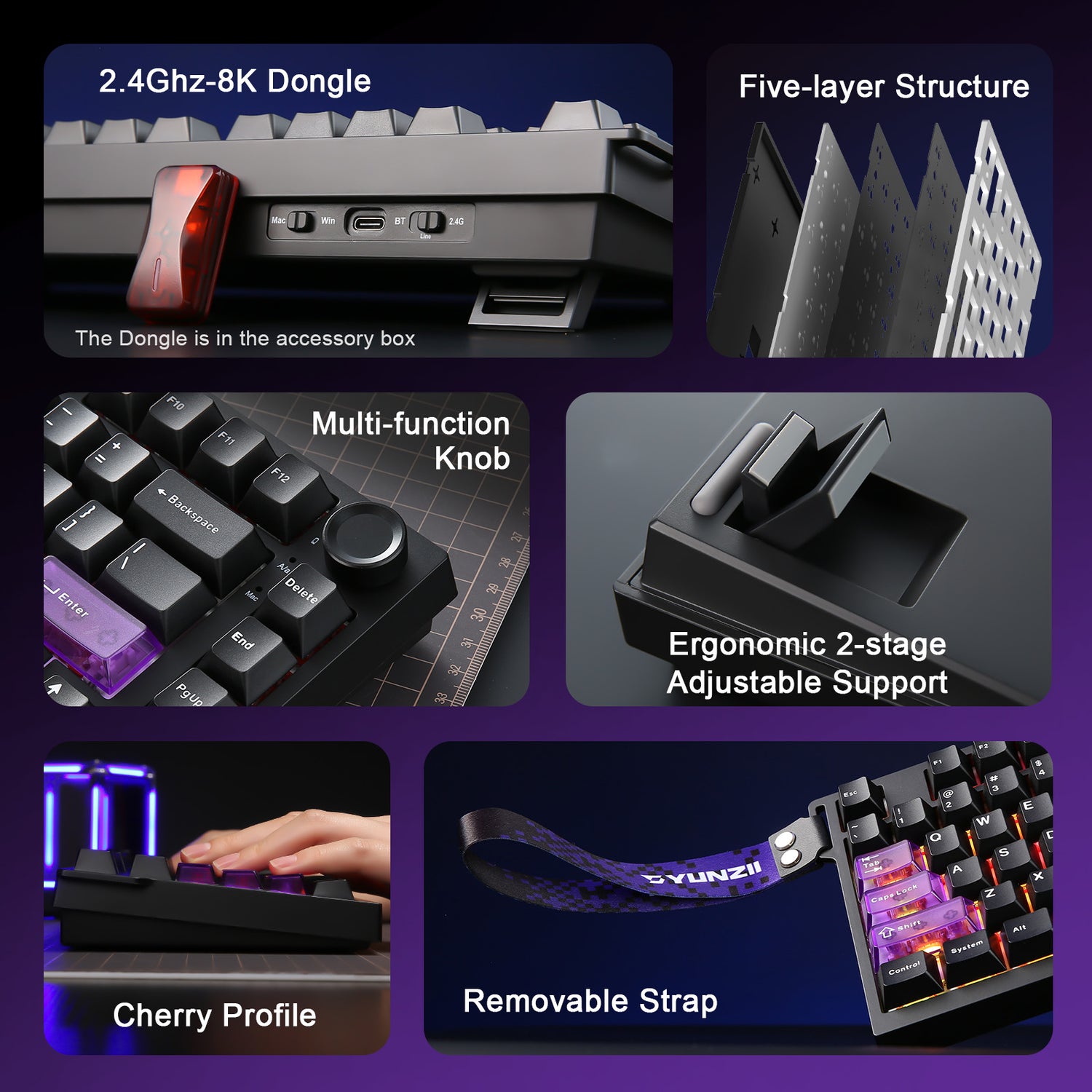 YUNZII RT75 PRO Dual-8K Rapid Trigger Wireless Gaming Magnetic Keyboard