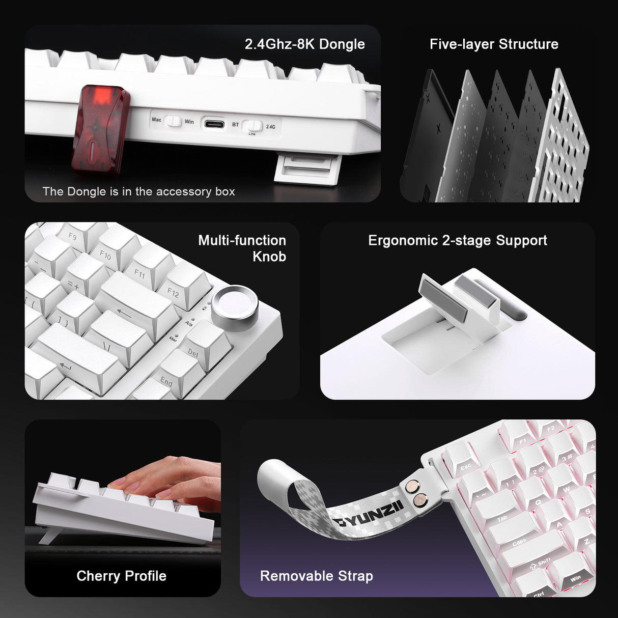 YUNZII RT75 PRO Dual-8K Rapid Trigger Wireless Gaming Magnetic Keyboard