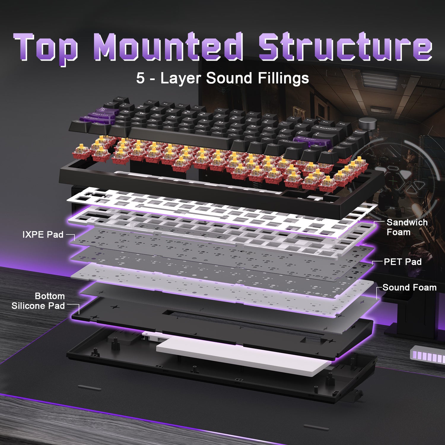 YUNZII RT75 PRO Dual-8K Rapid Trigger Wireless Gaming Magnetic Keyboard