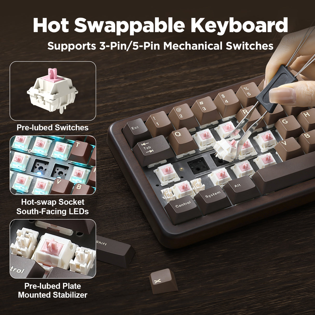 YUNZII WOOD68 Wireless Mechanical Keyboard