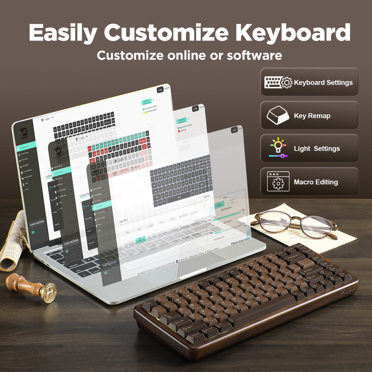 YUNZII WOOD84 Wireless Mechanical Keyboard
