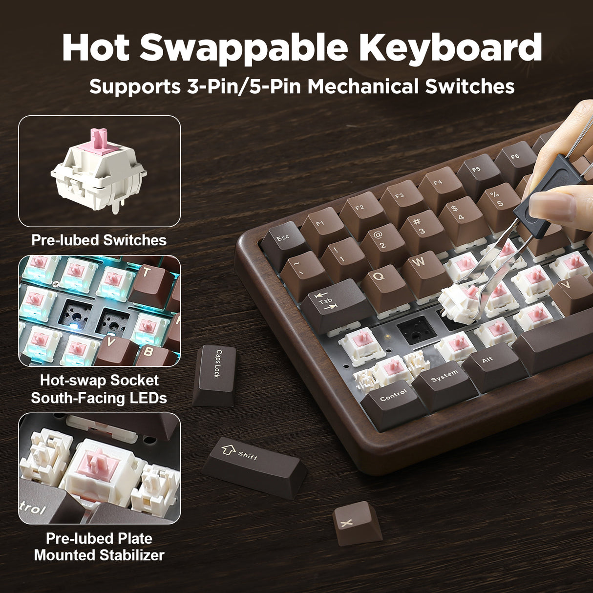 YUNZII WOOD84 Wireless Mechanical Keyboard