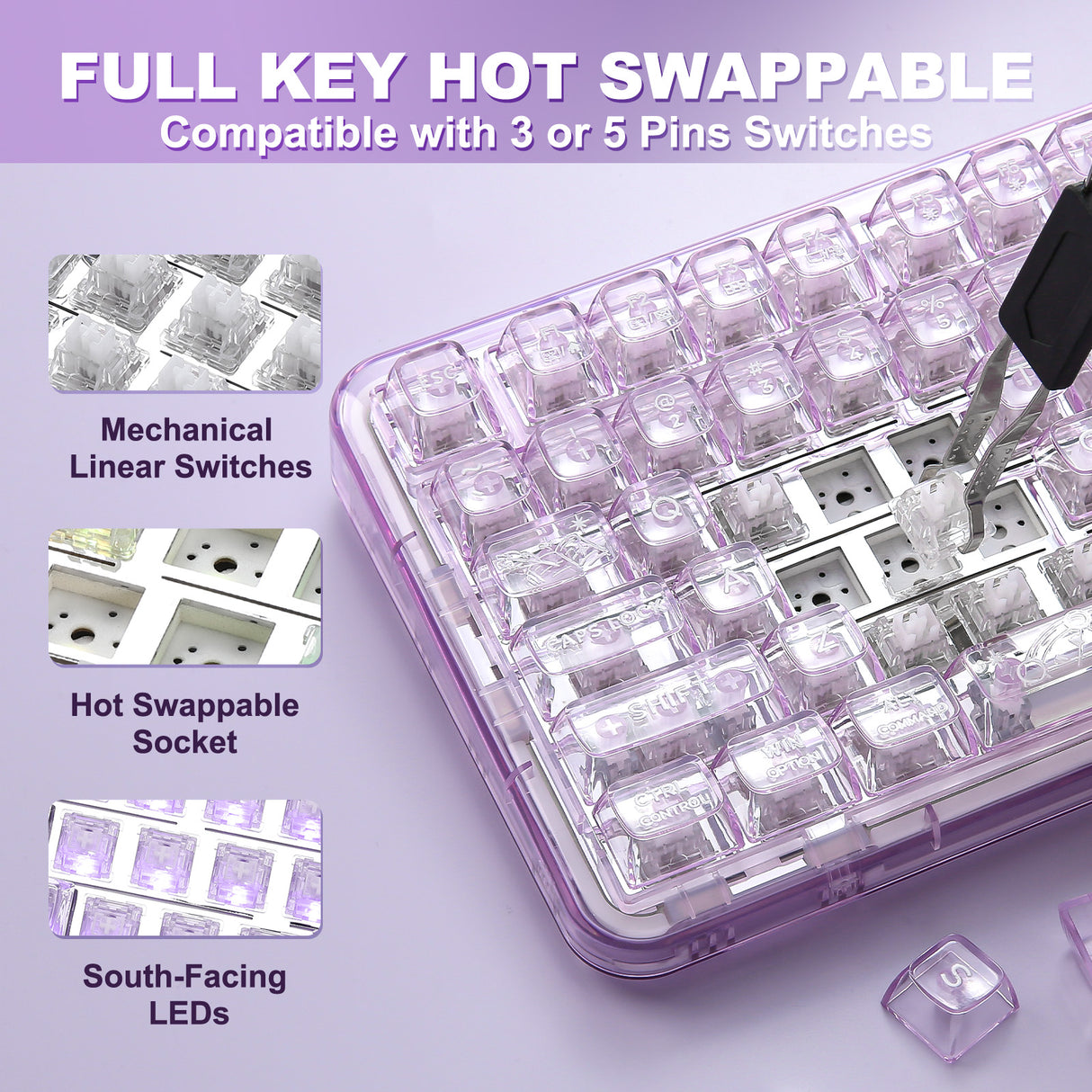 YUNZII X98 Transparent QMK/VIA Mechanical Keyboard