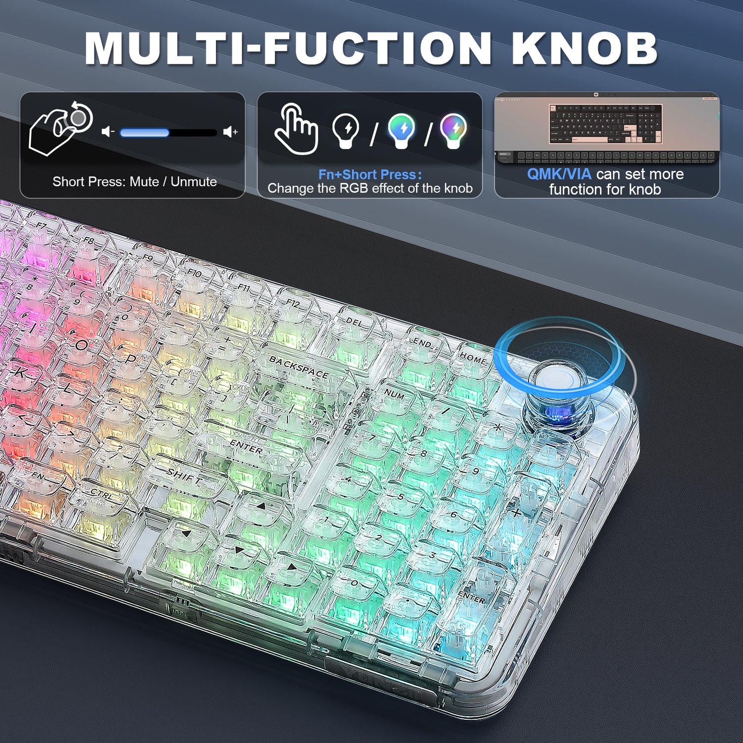 YUNZII X98 Transparent QMK/VIA Mechanical Keyboard