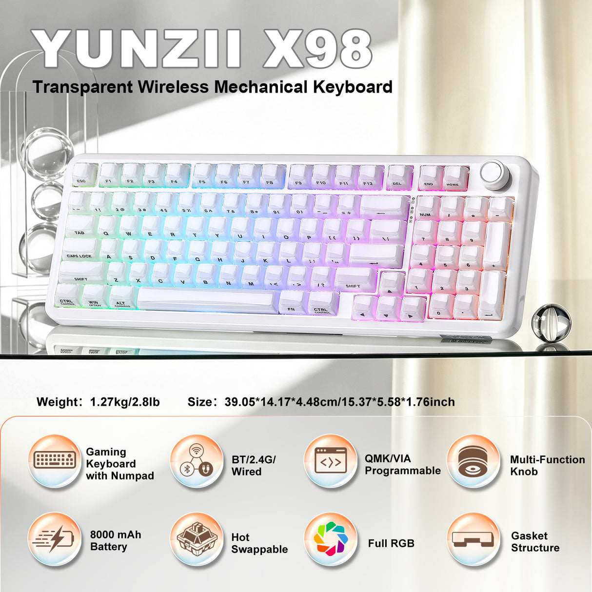 YUNZII X98 Solid QMK/VIA Mechanical Keyboard
