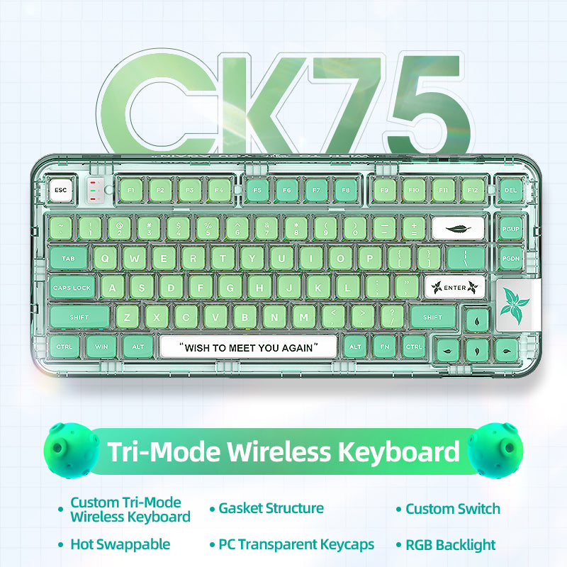YUNZII x CoolKiller CK75 Wireless Transparent Gasket Mechanical Keyboard-Black Knight