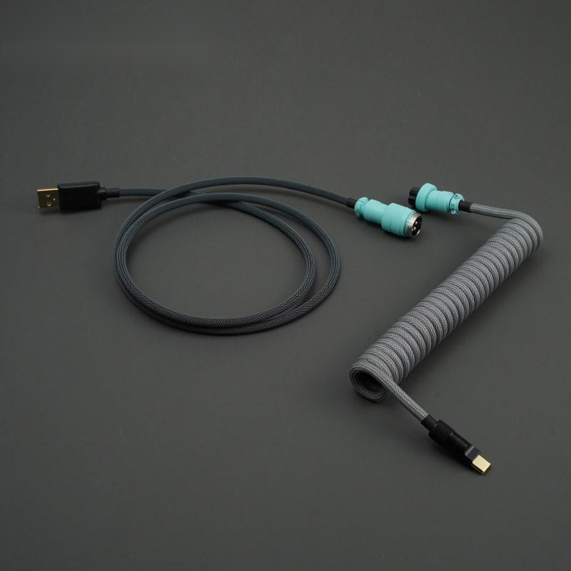 blåhval lykke evne YUNZII Custom Coiled Aviator USB Cable- Grey Blue