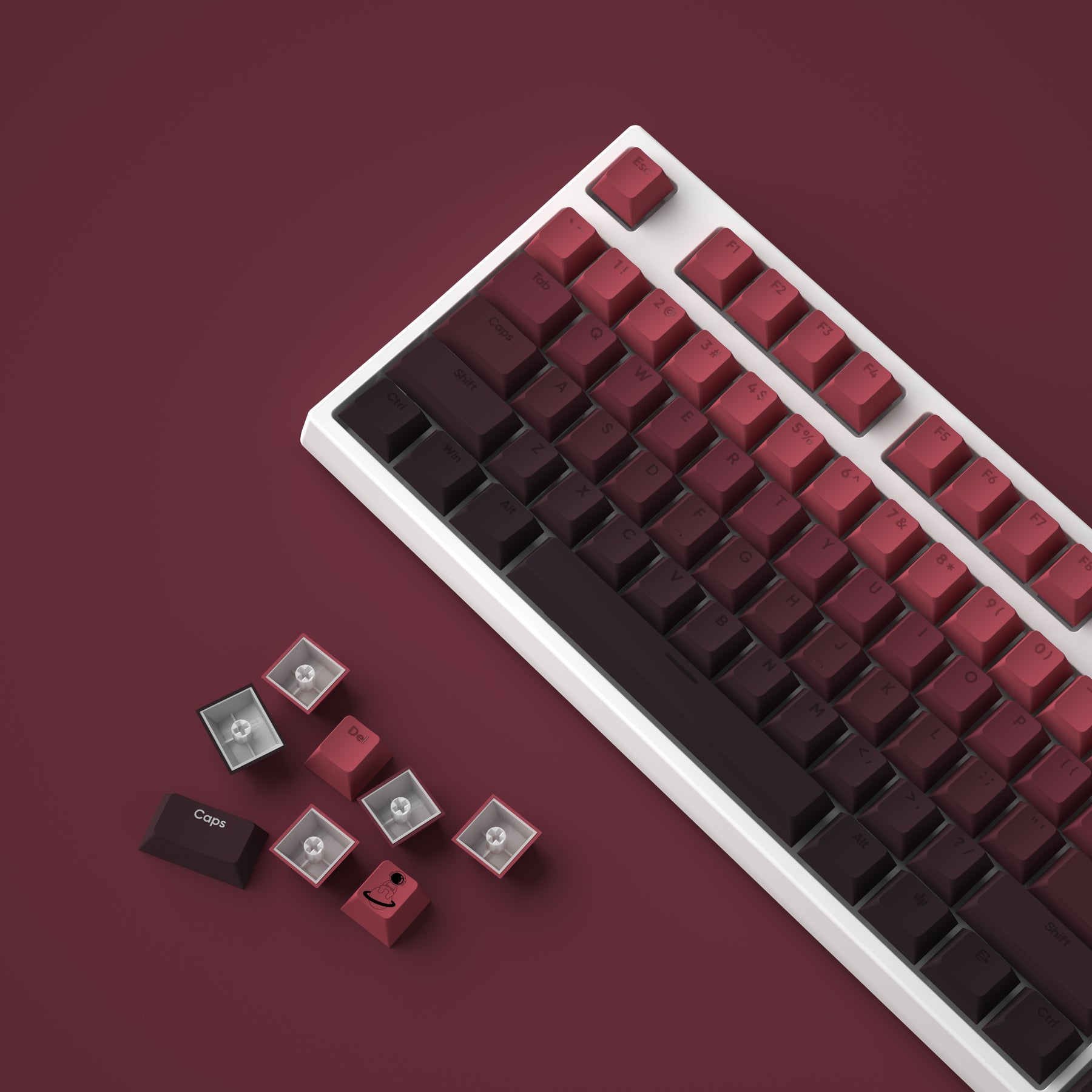 YUNZII Double Shot Gradient Keycap Set (127 Keys)- Black Red