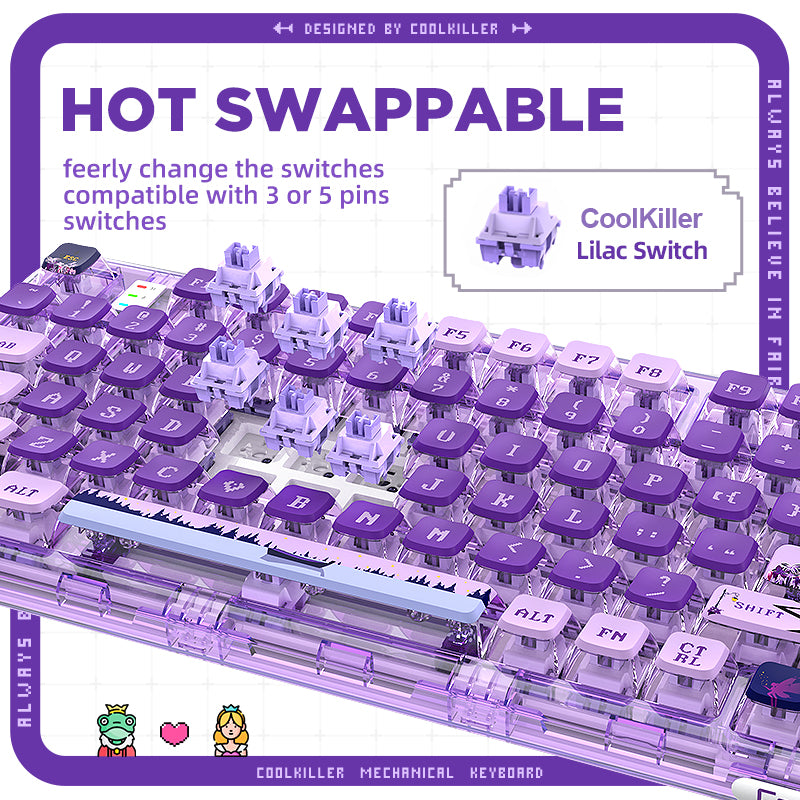 YUNZII x CoolKiller CK75 Wireless Transparent Gasket Mechanical Keyboard-Fairy Purple